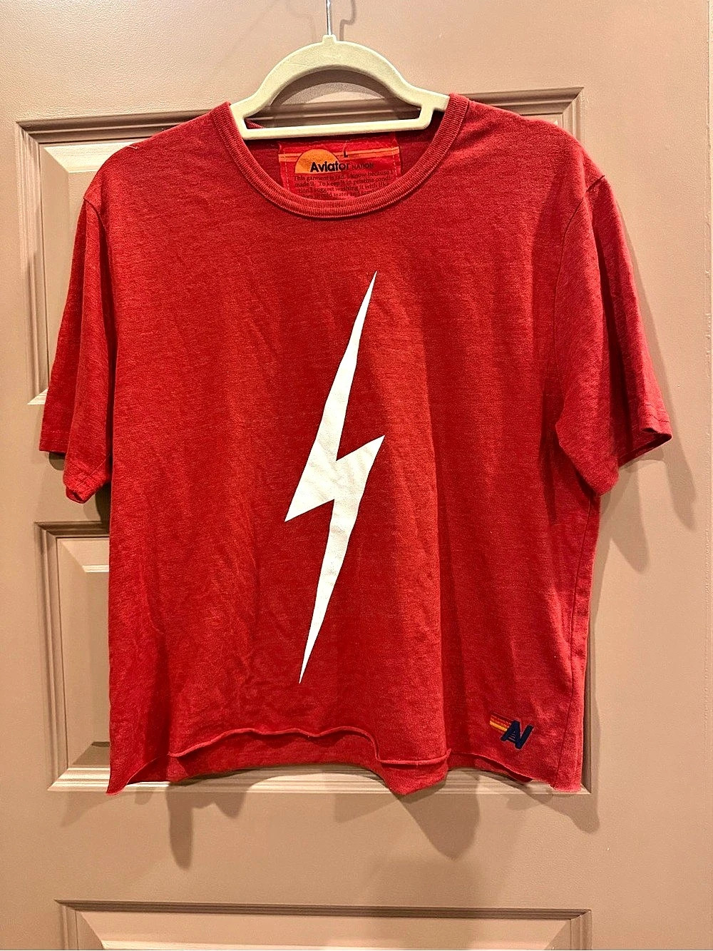 Aviator Nation Bolt Tee Lightning Graphic Short Sleeve Tee Red